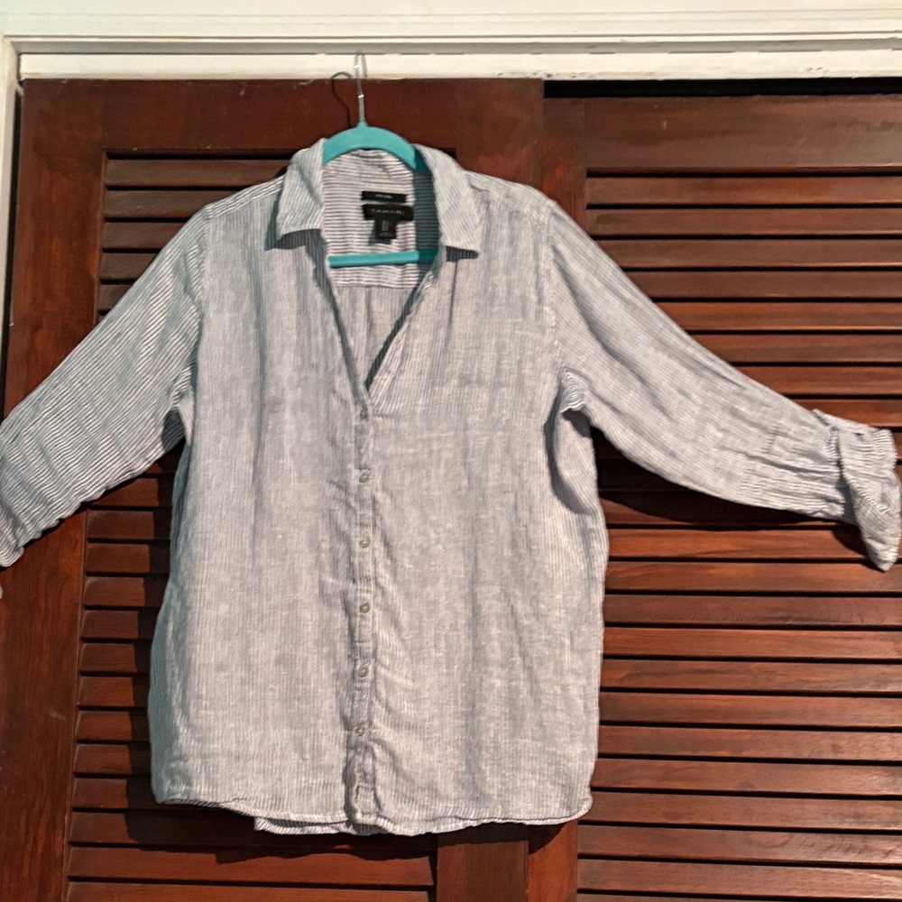 Blue and white striped shirt